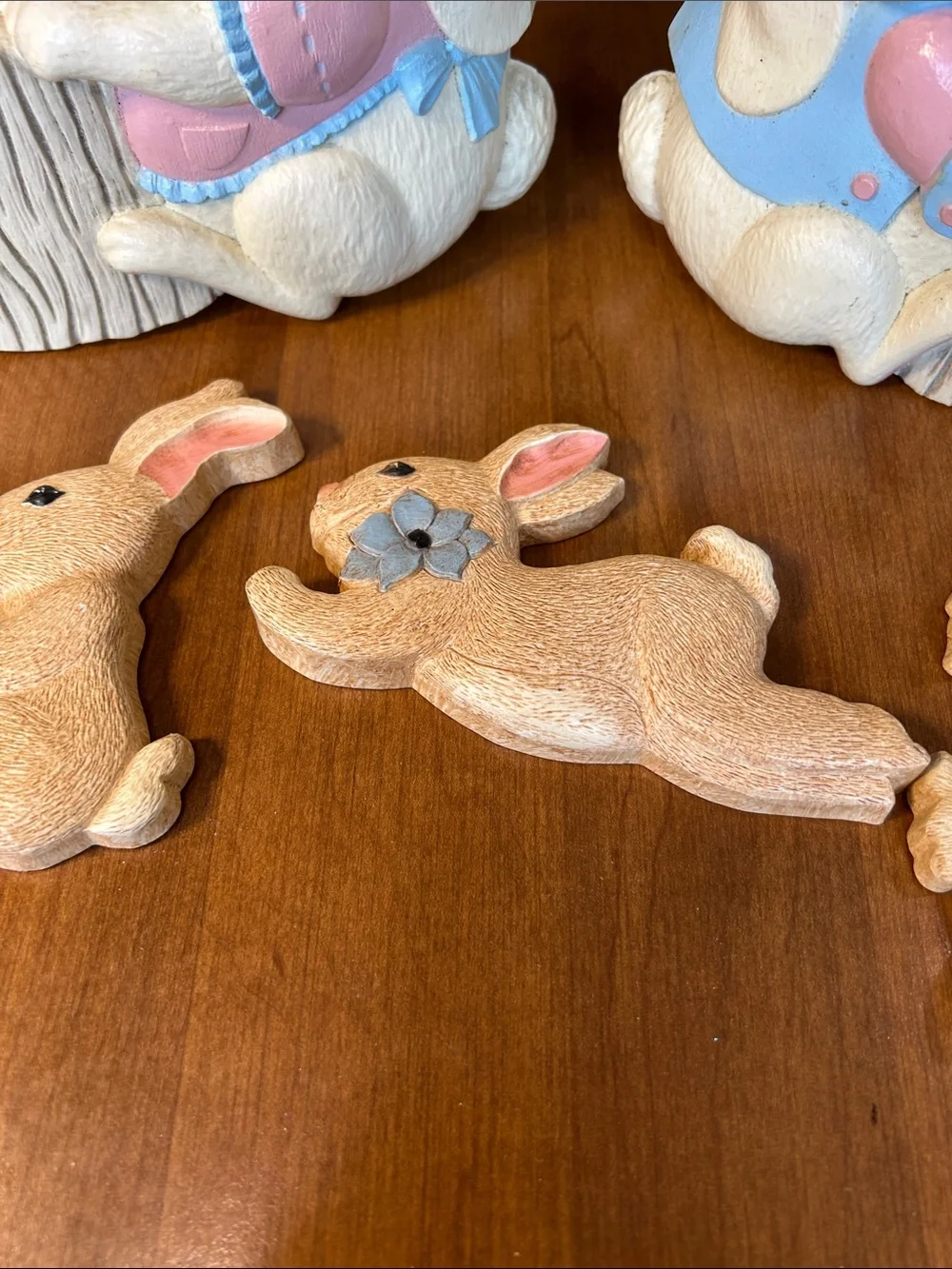 Vintage Homco Burwood  Bunny Decor with Pastel Blue & Pink Accents
